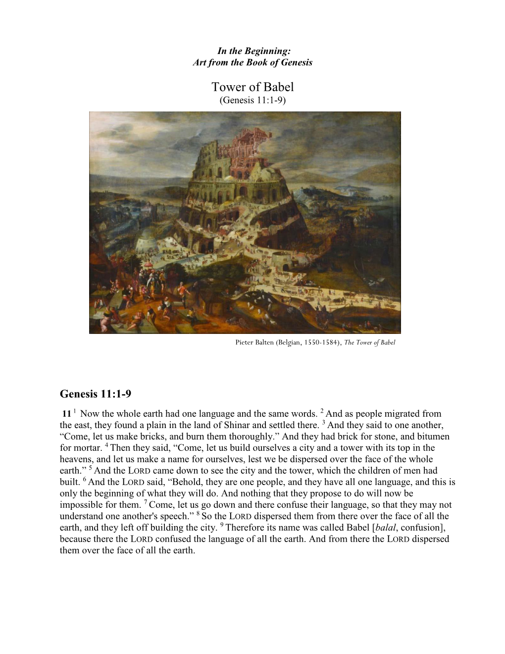 Tower of Babel (Genesis 11:1-9)