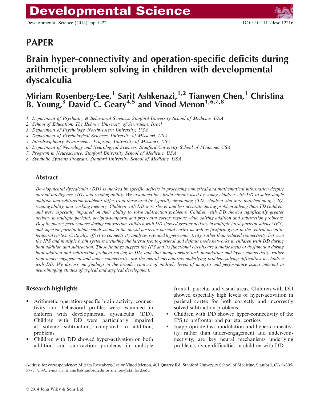 Brain Hyperconnectivity and Operationspecific Deficits During