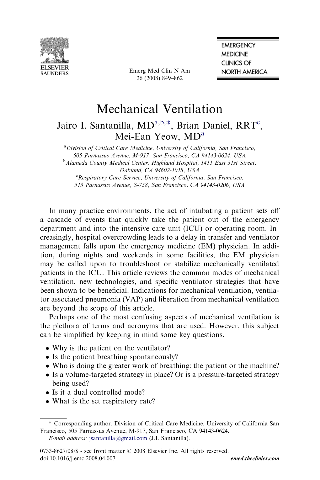 Mechanical Ventilation Jairo I