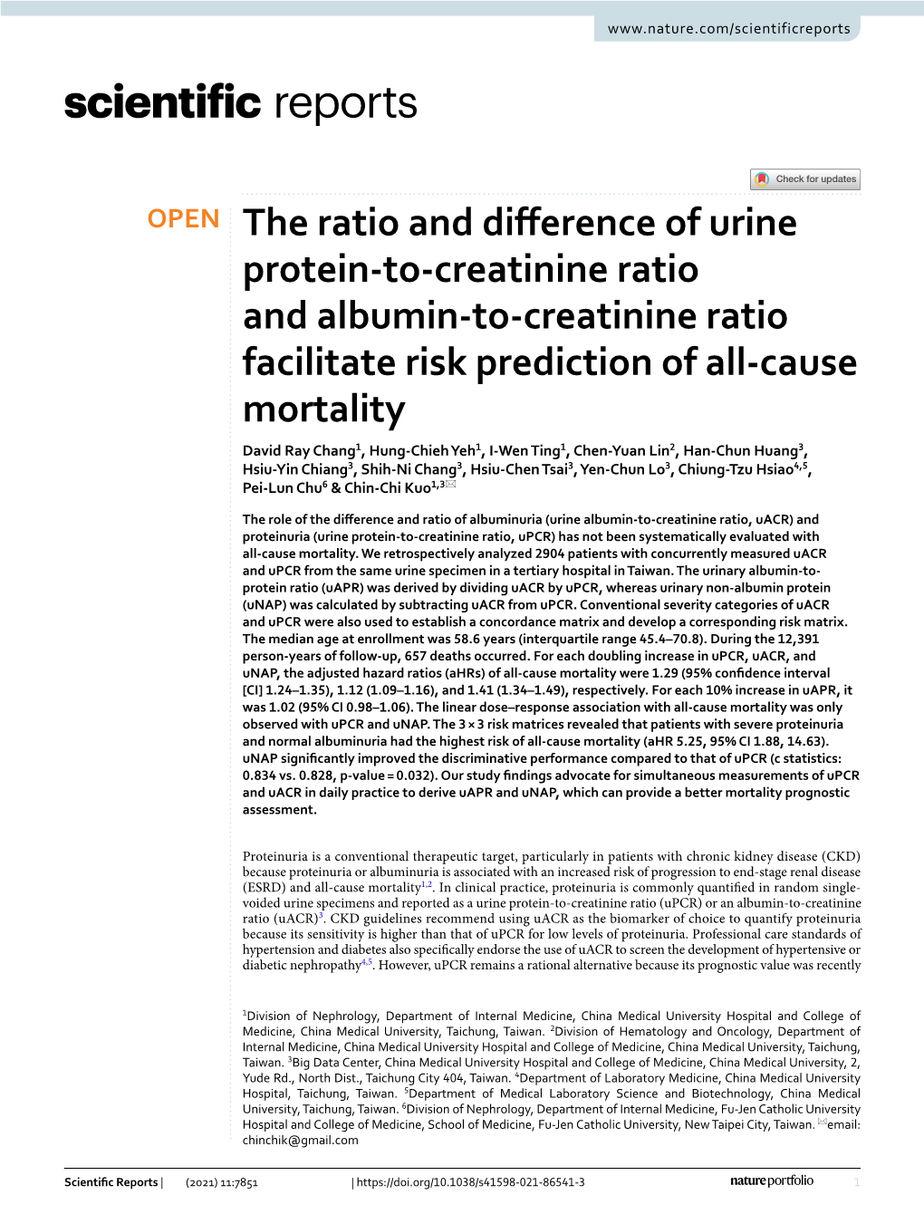 The Ratio and Difference of Urine Protein-To-Creatinine Ratio