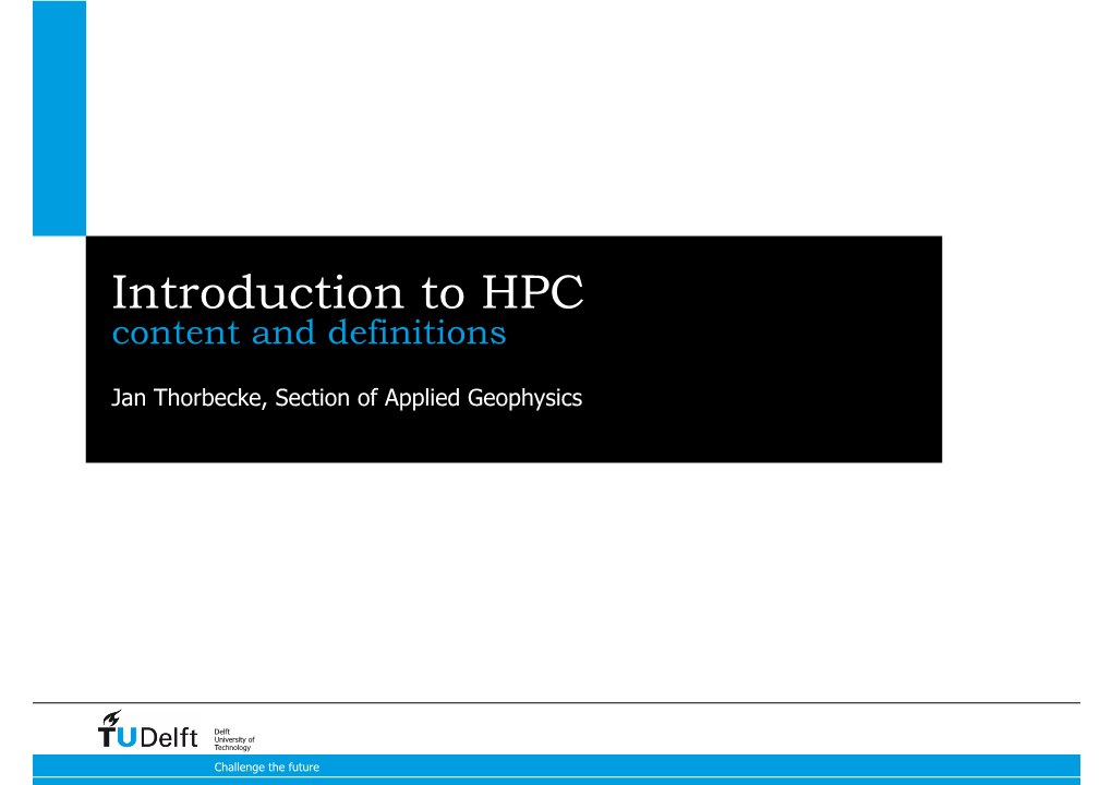 Introduction to HPC Content and Definitions