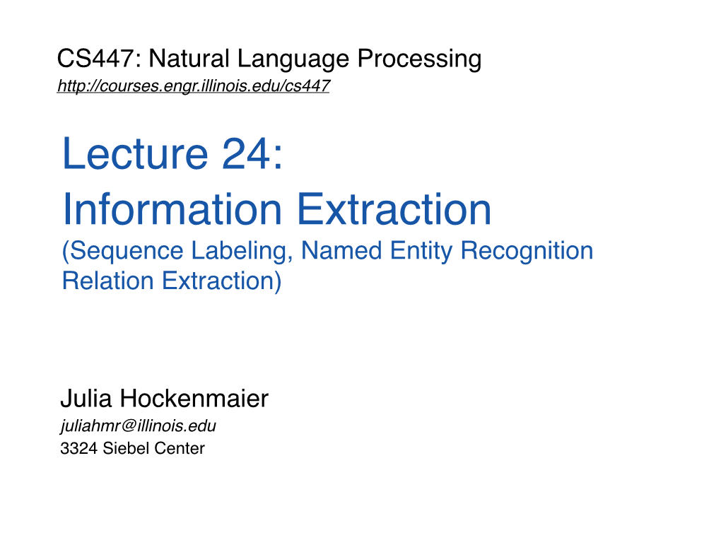 Named Entity Recognition Relation Extraction)