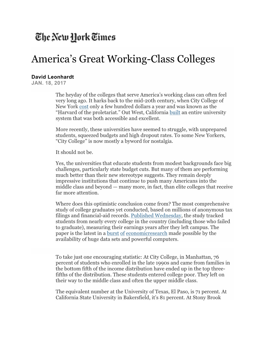 America's Great Working-Class Colleges