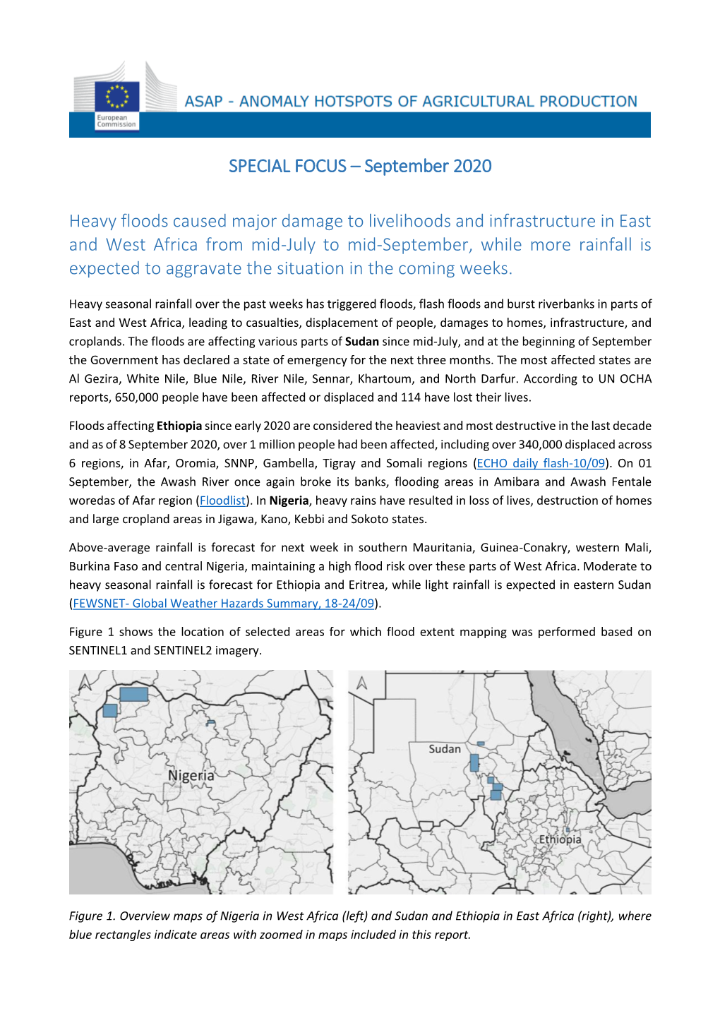 SPECIAL FOCUS – September 2020 Heavy Floods Caused Major Damage to Livelihoods and Infrastructure in East and West Africa From