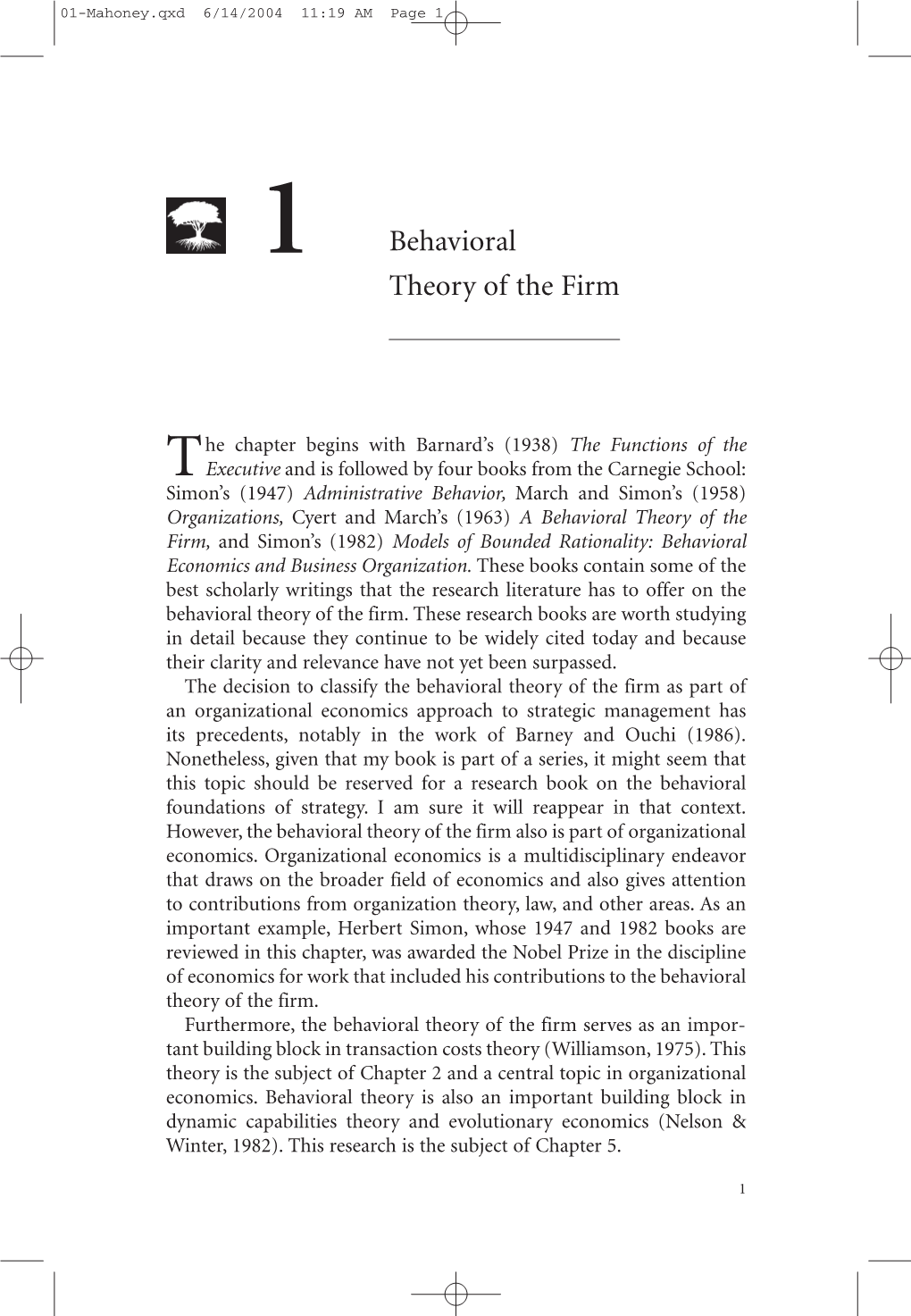 Behavioral Theory of the Firm