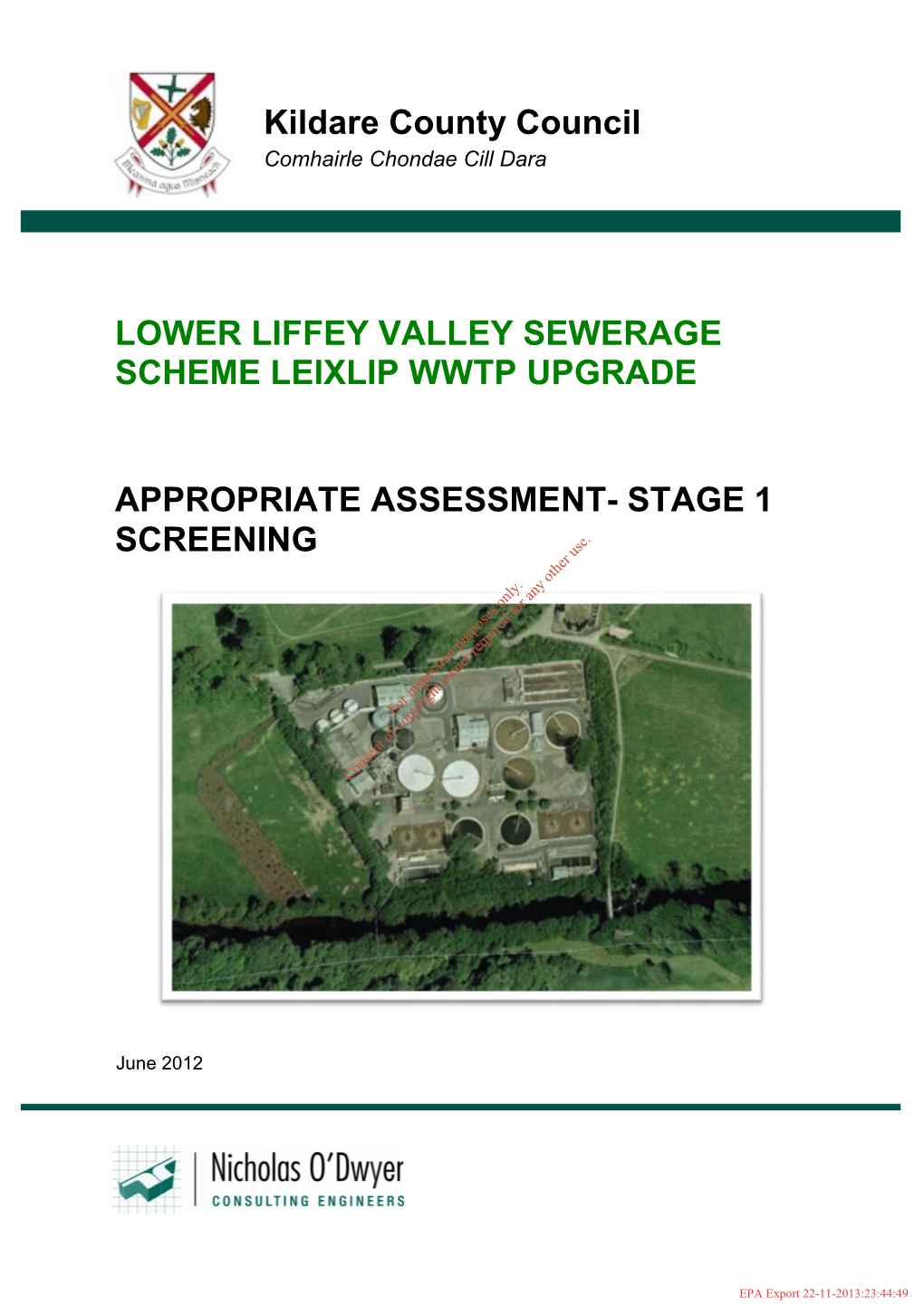 Lower Liffey Valley Sewerage Scheme Leixlip Wwtp Upgrade