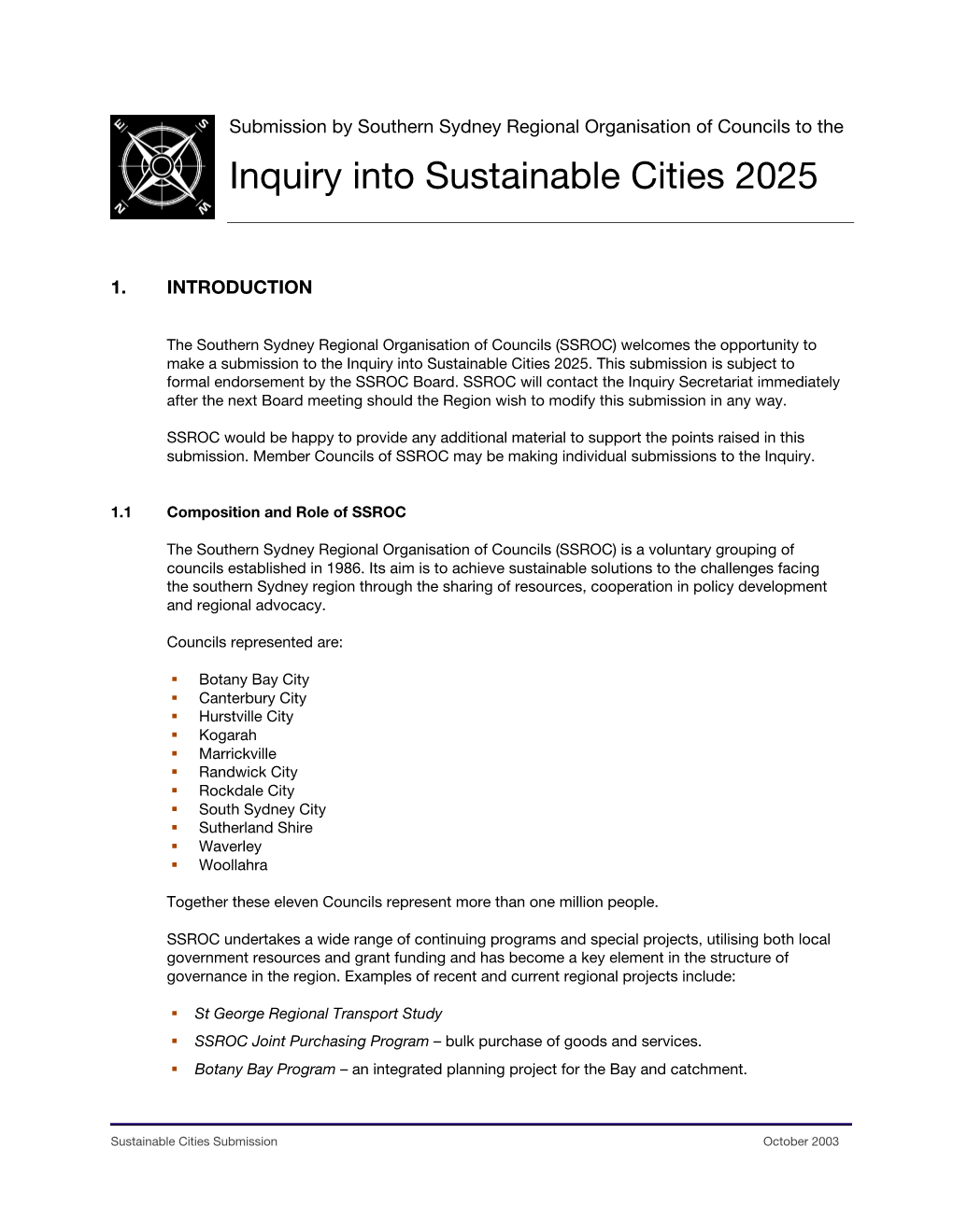 Southern Sydney Regional Organisation of Councils to the Inquiry Into Sustainable Cities 2025