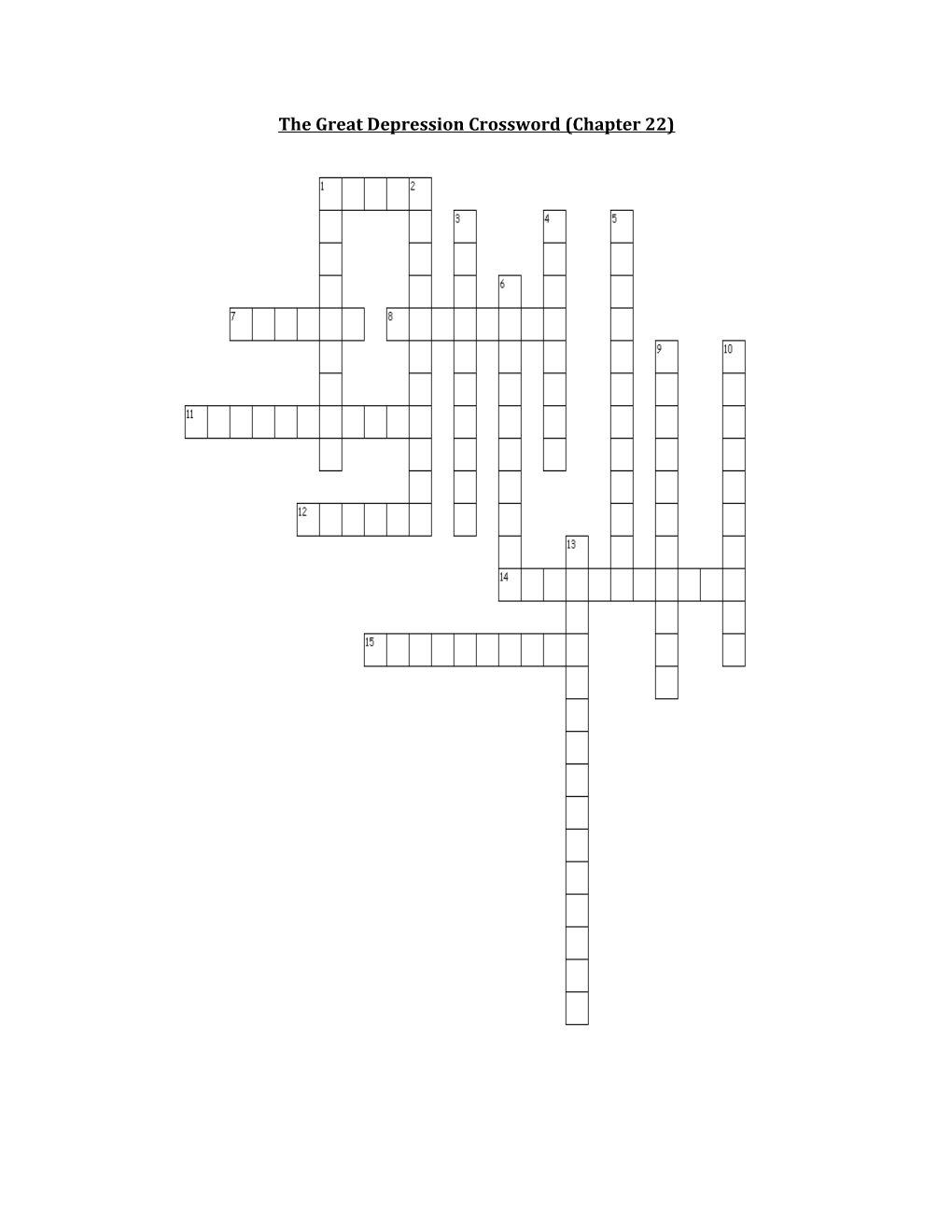 The Great Depression Crossword (Chapter 22)