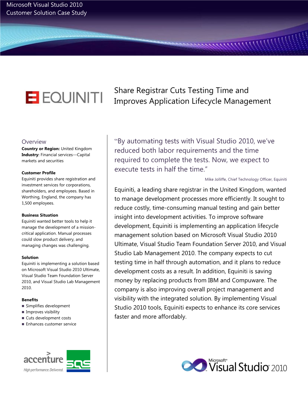 Share Registrar Cuts Testing Time and Improves Application Lifecycle Management