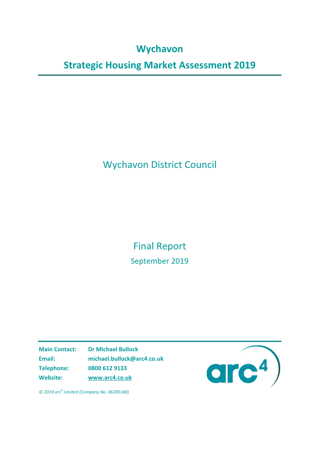 Wychavon Strategic Housing Market Assessment 2019 Wychavon District Council Final Report