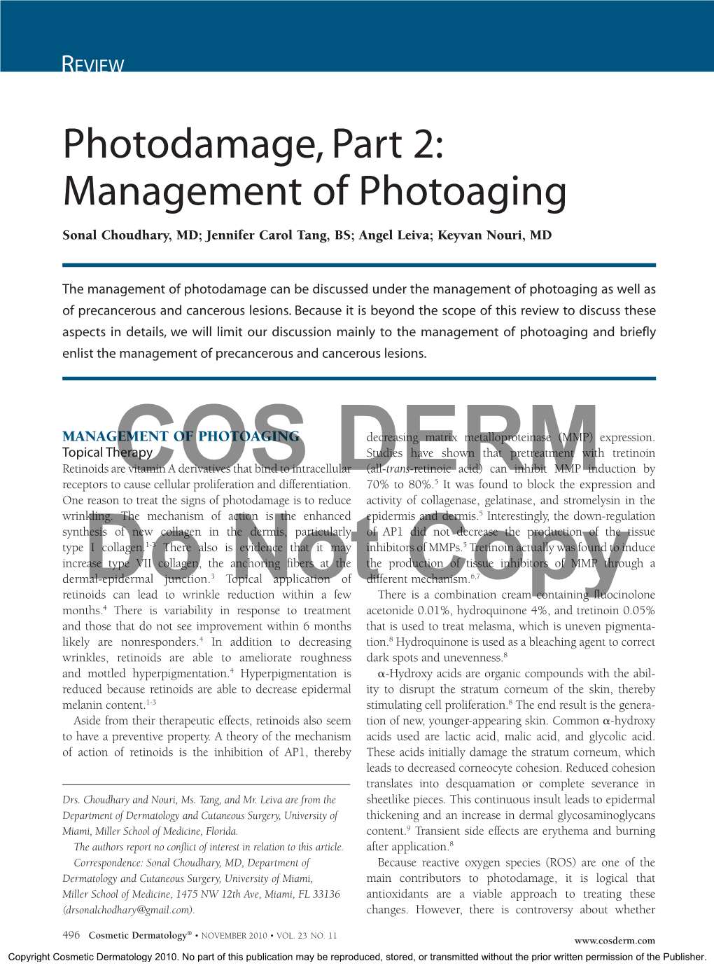 Photodamage, Part 2: Management of Photoaging