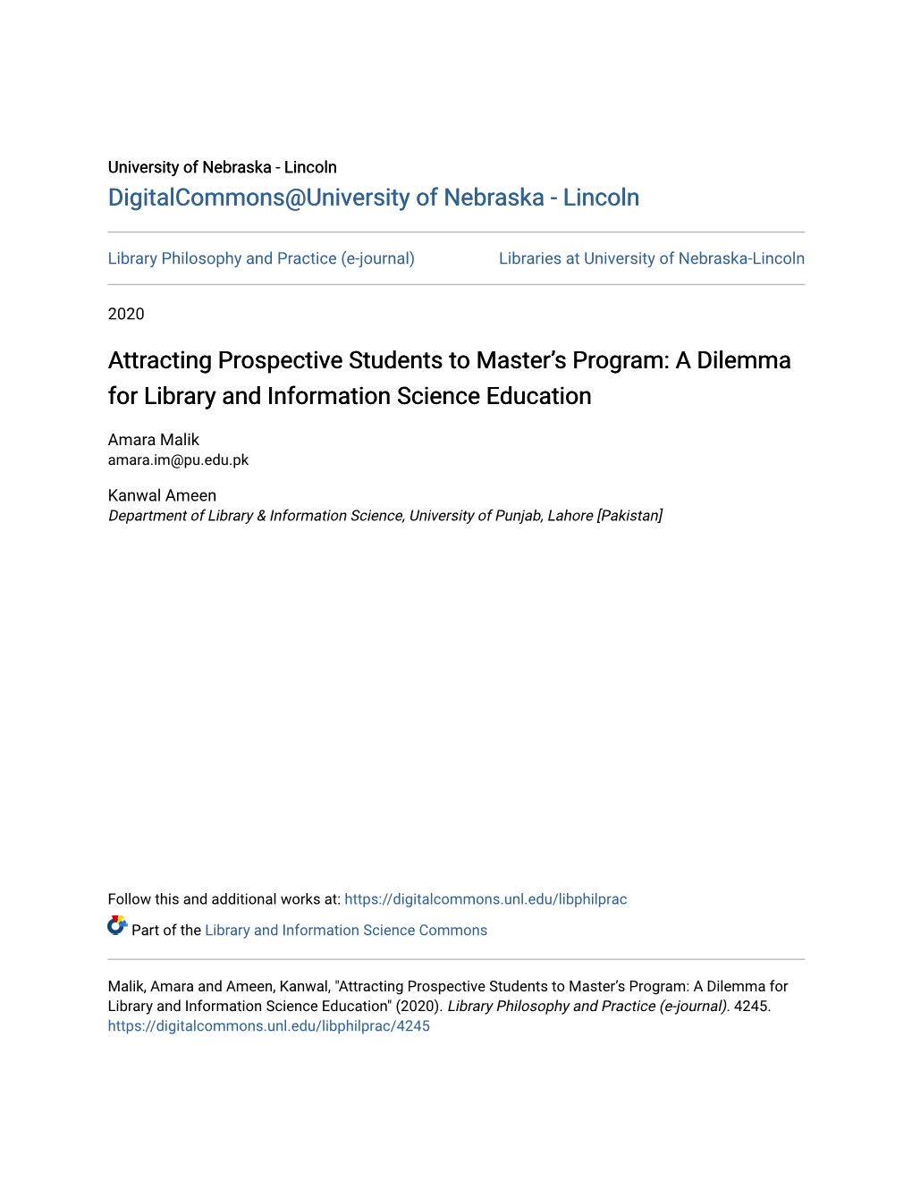 Attracting Prospective Students to Master's Program: a Dilemma for Library and Information Science Education