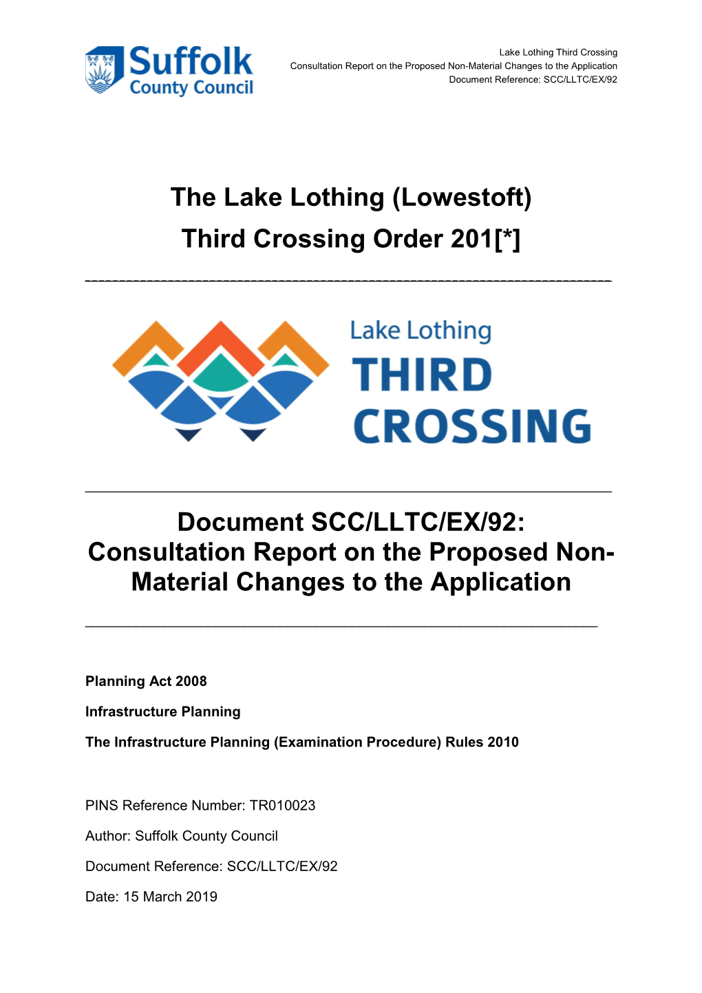 The Lake Lothing (Lowestoft) Third Crossing Order 201[*] Document