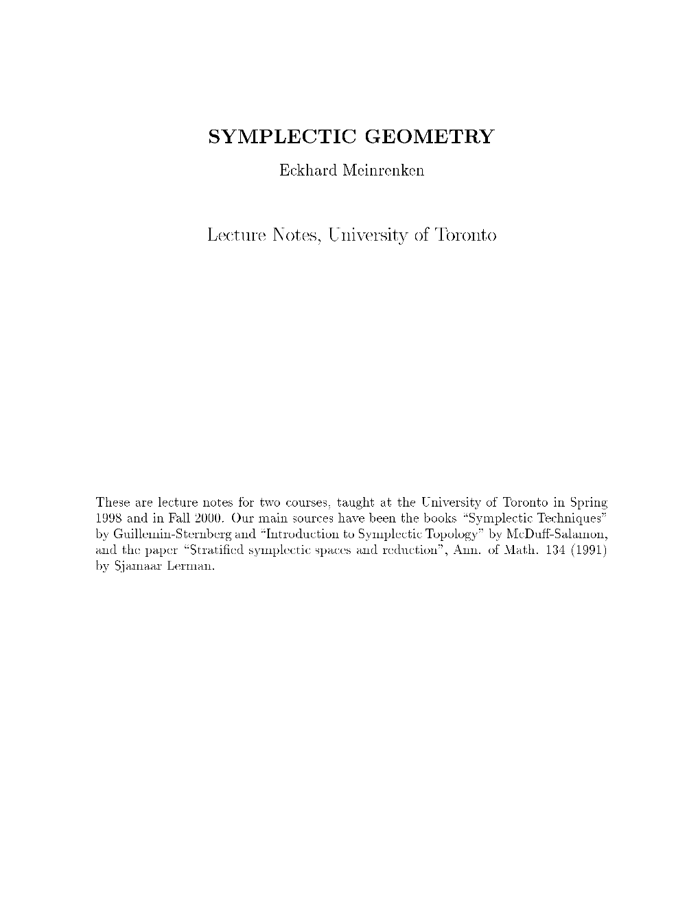 Symplectic Geometry