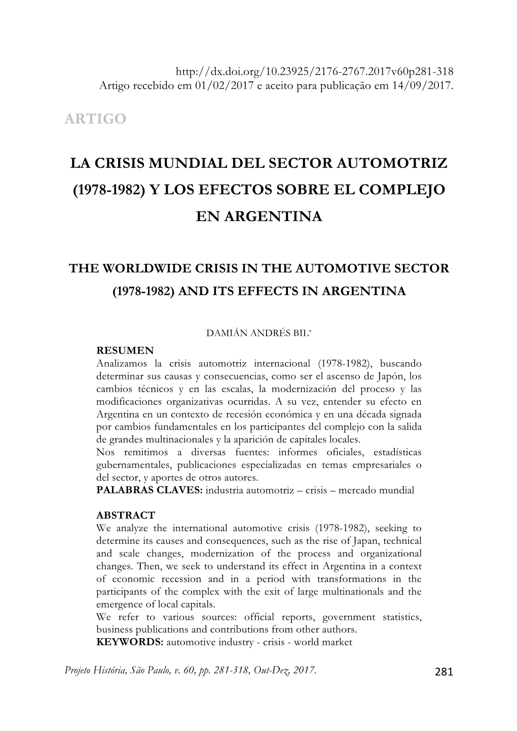 La Crisis Mundial Del Sector Automotriz (1978-1982) Y Los Efectos Sobre El Complejo En Argentina