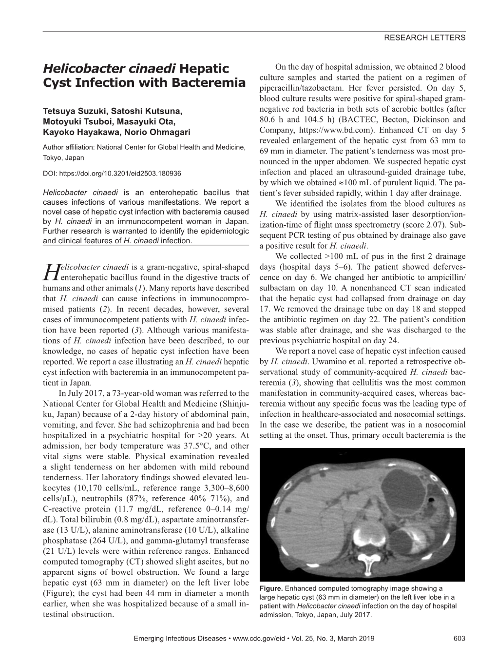 Helicobacter Cinaedi Hepatic Cyst Infection with Bacteremia