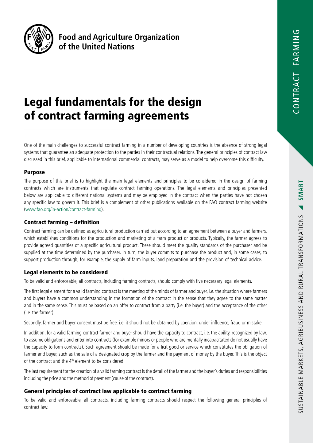 Contract Farming: Legal Considerations on Contractual Design and Enforcement