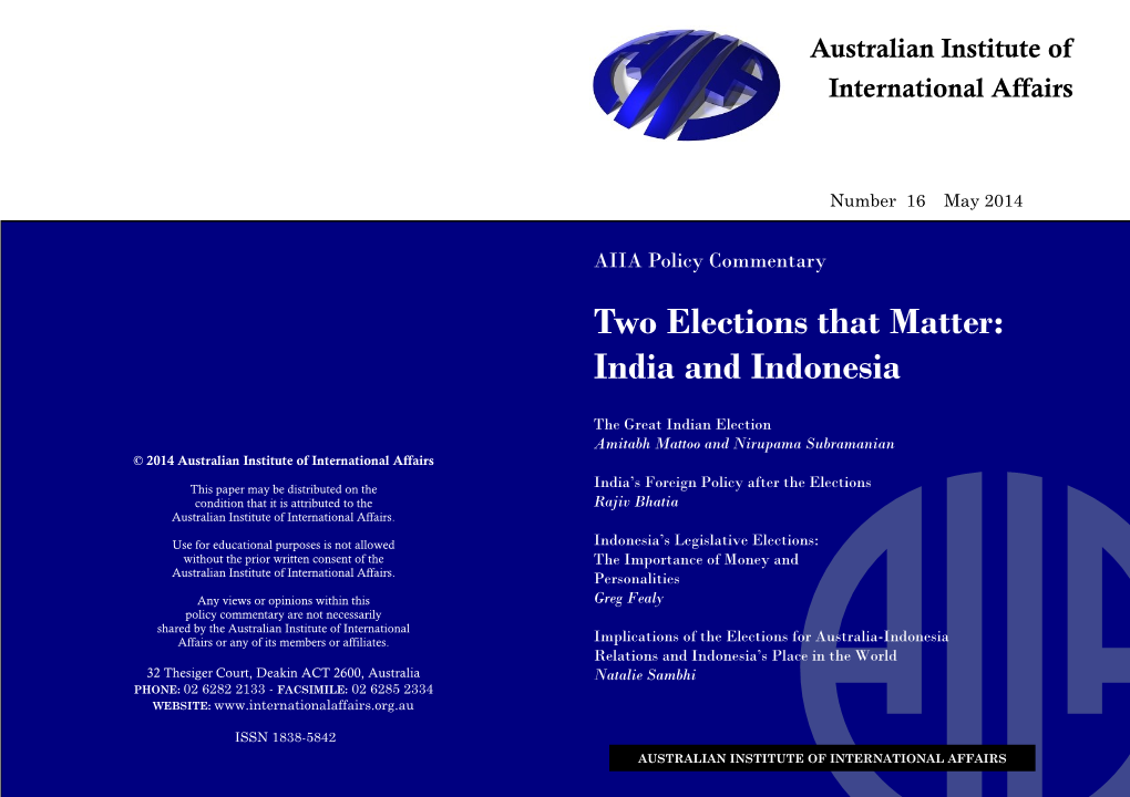 Two Elections That Matter: India and Indonesia
