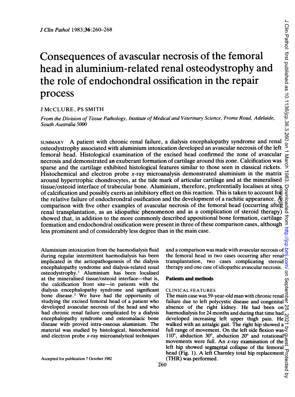 Consequences of Avascular Necrosis of the Femoral Head in Aluminium-Related Renal Osteodystrophy and the Role of Endochondral Ossification in the Repair Process