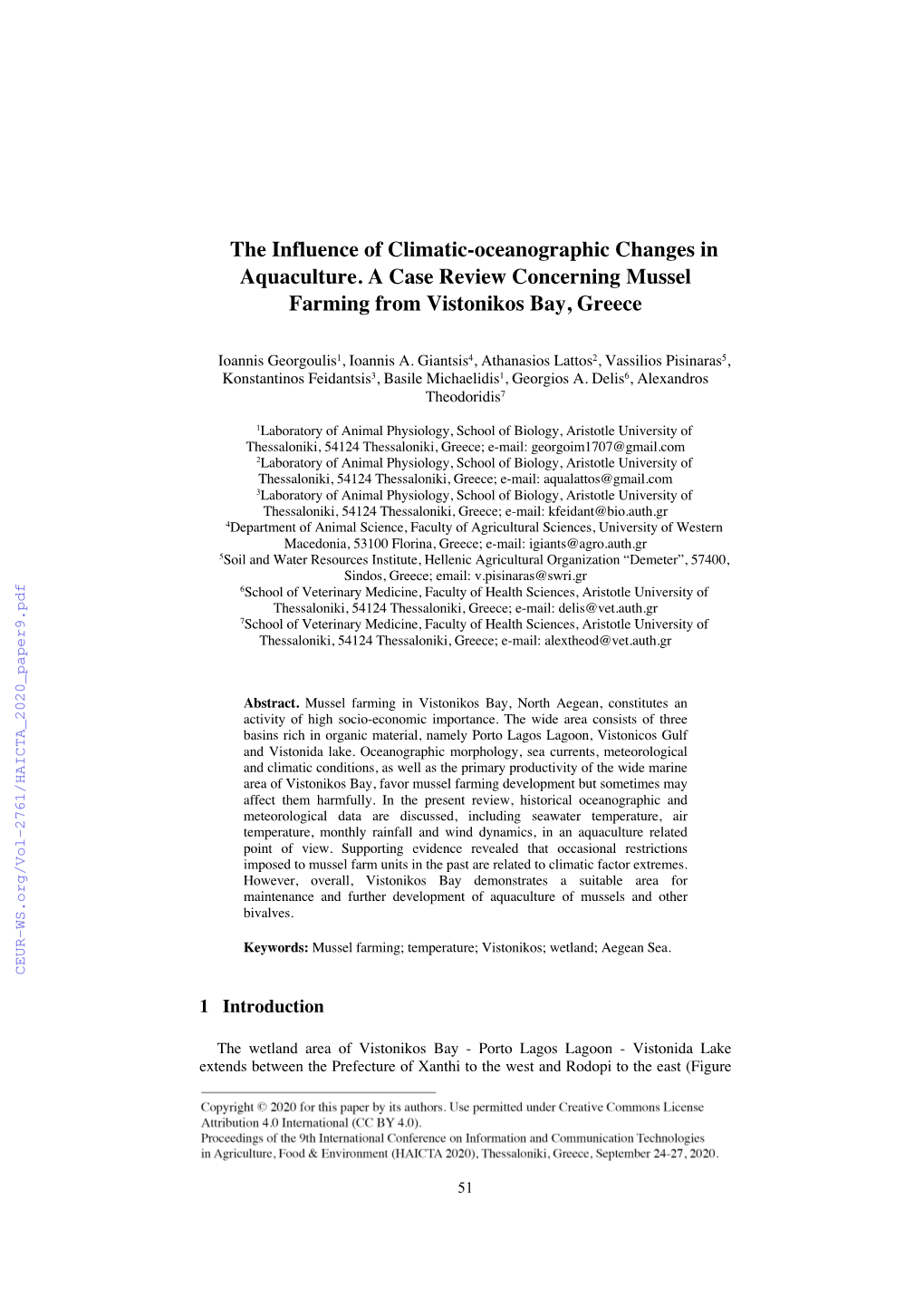 The Influence of Climatic-Oceanographic Changes in Aquaculture