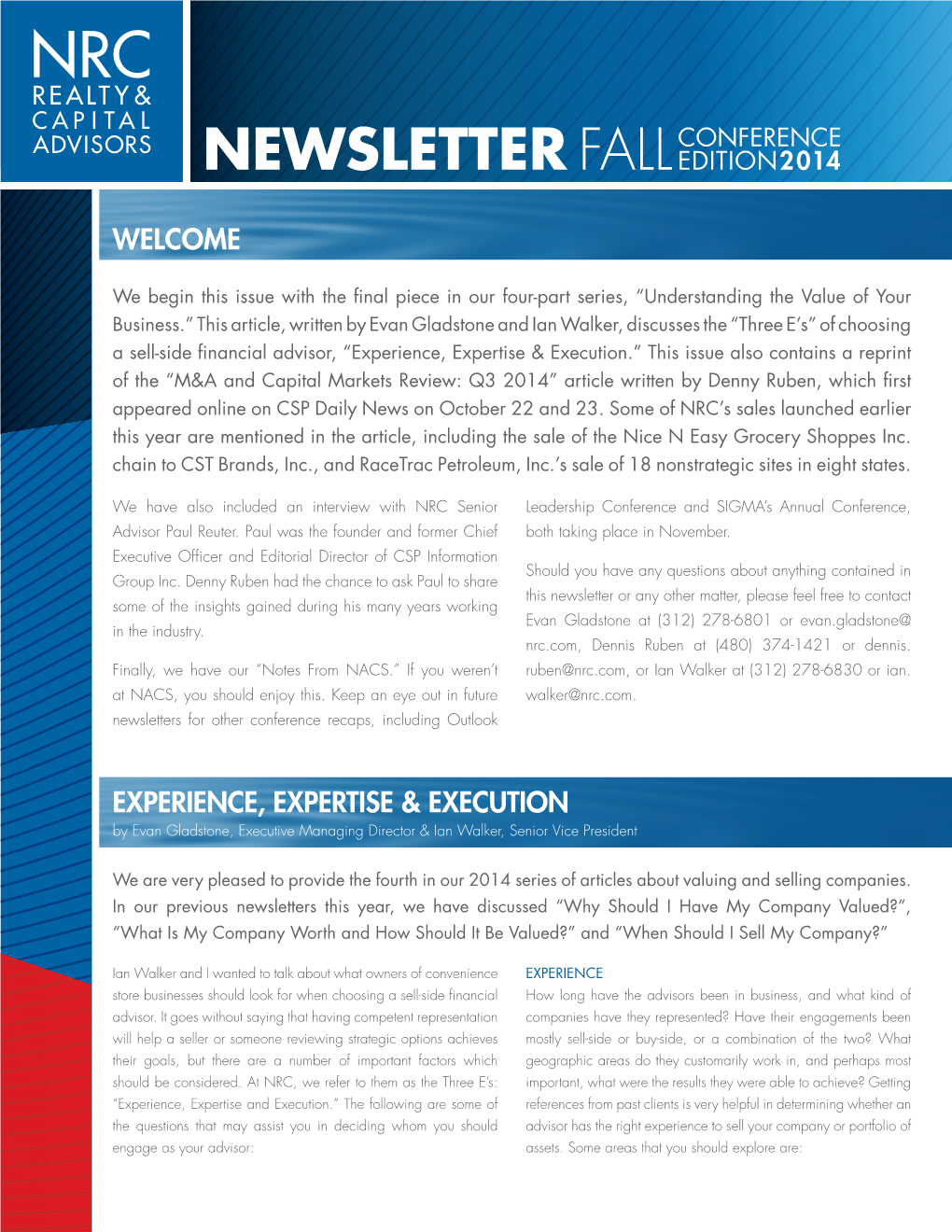 Newsletter Fall Edition2014