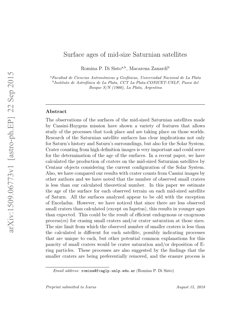 Surface Ages of Mid-Size Saturnian Satellites