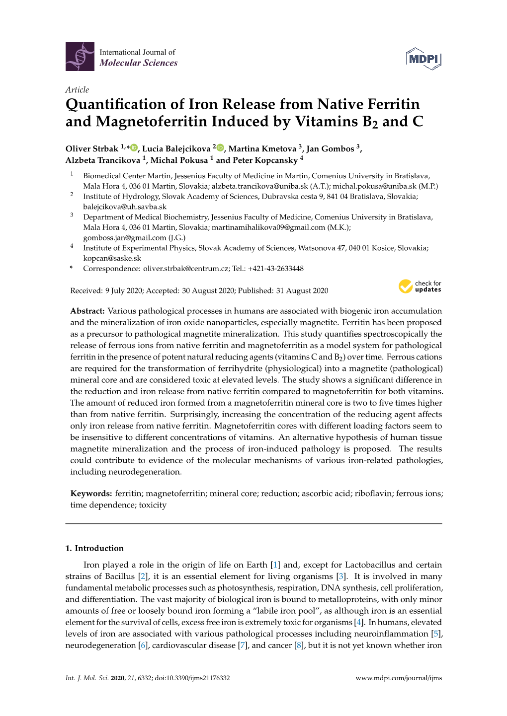 Quantification of Iron Release from Native Ferritin and Magnetoferritin