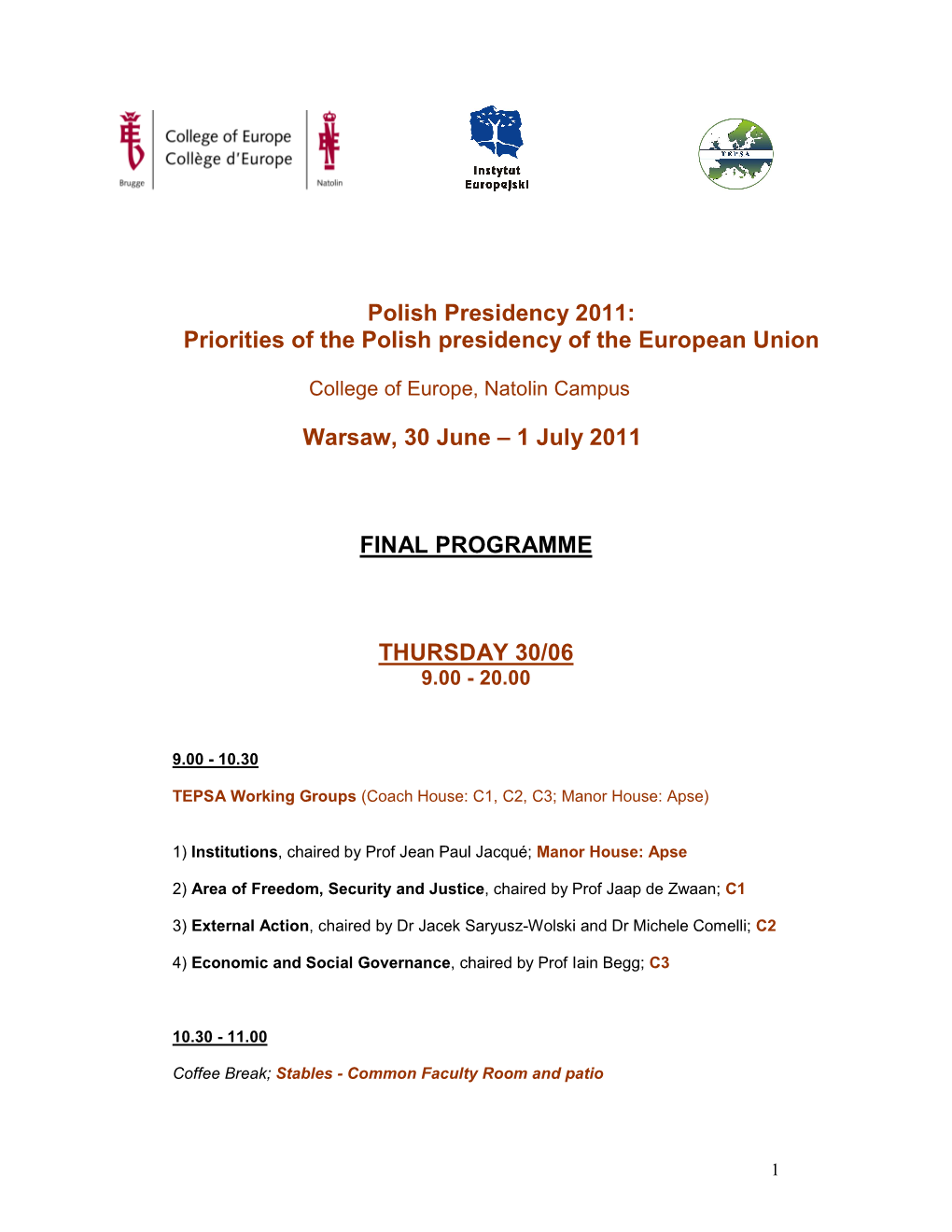 PPC in Natolin FINAL PROGRAMME