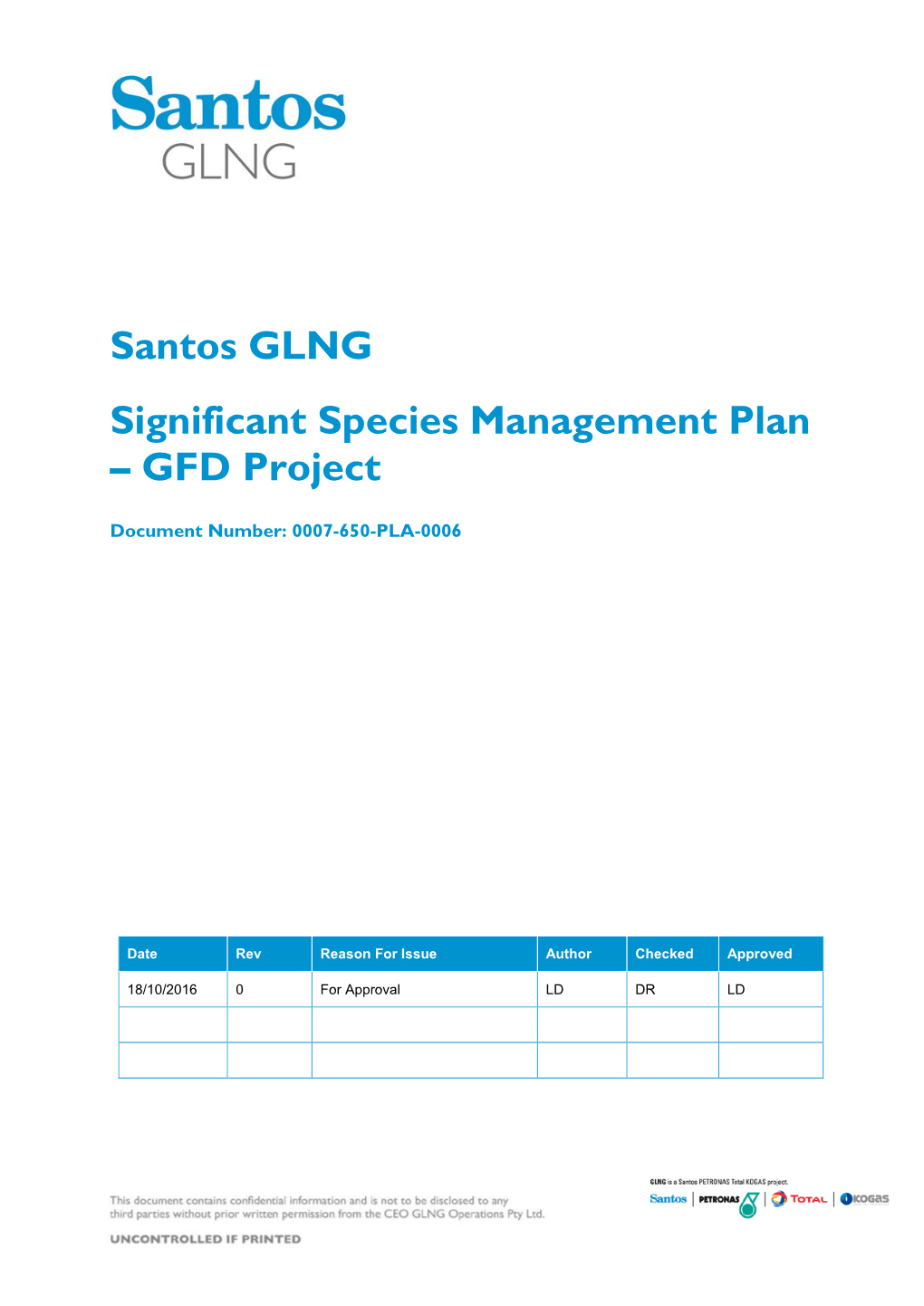 Significant Species Management Plan – GFD Project