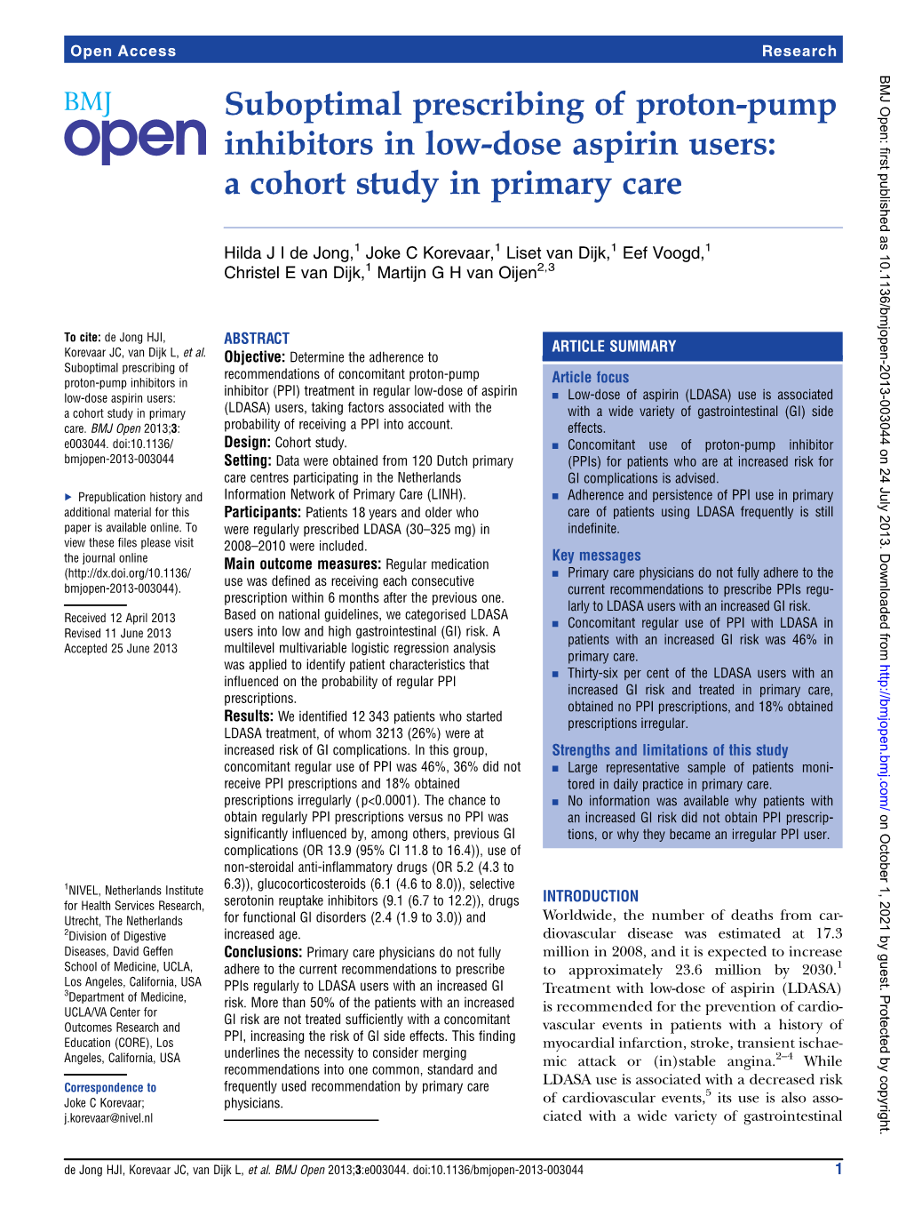 Suboptimal Prescribing of Proton-Pump Inhibitors in Low-Dose Aspirin Users: a Cohort Study in Primary Care