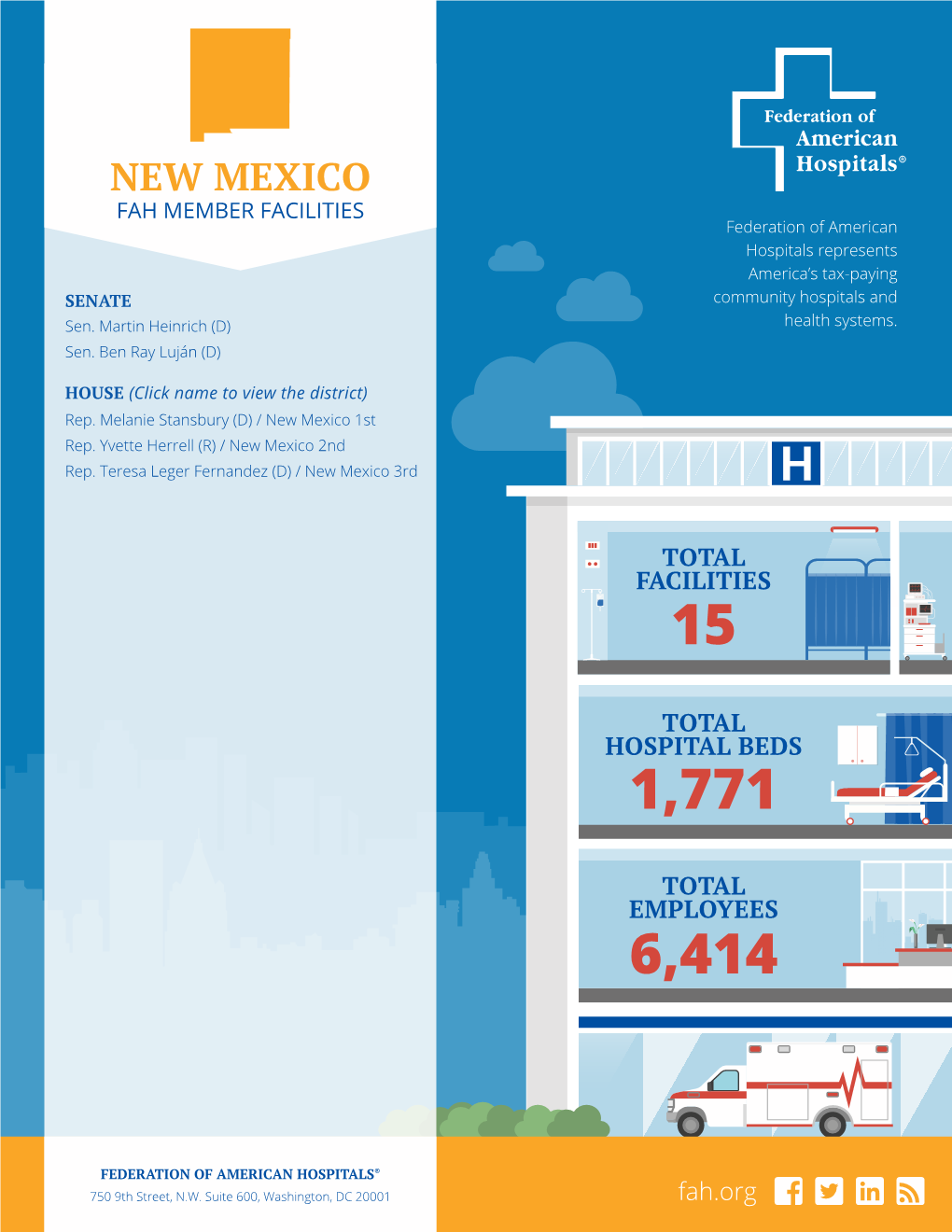 NEW MEXICO FAH MEMBER FACILITIES Federation of American Hospitals Represents America’S Tax-Paying SENATE Community Hospitals and Sen