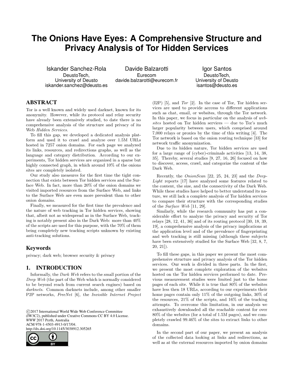 The Onions Have Eyes: a Comprehensive Structure and Privacy Analysis of Tor Hidden Services