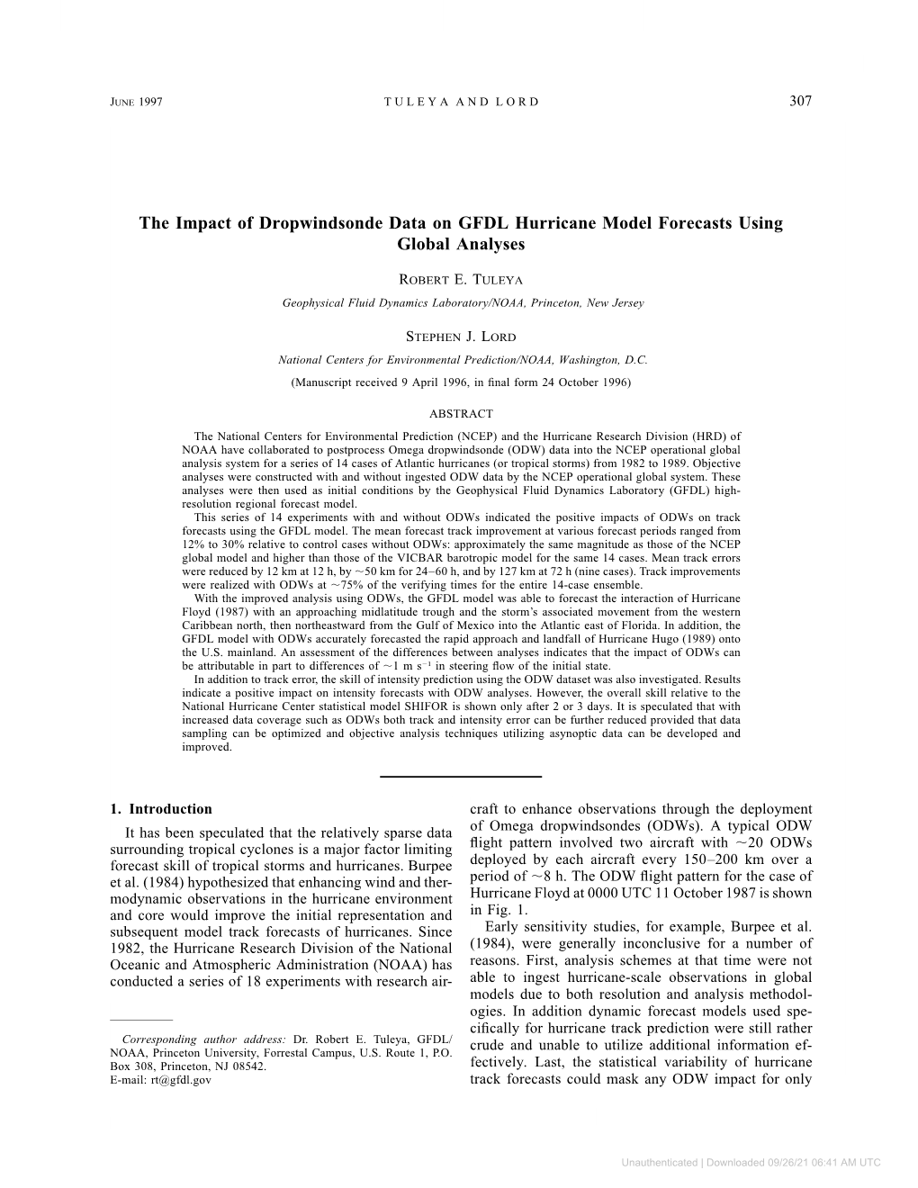 The Impact of Dropwindsonde Data on GFDL Hurricane Model Forecasts Using Global Analyses