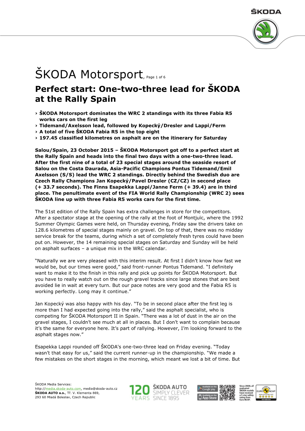 ŠKODA Motorsport, Page 1 of 6