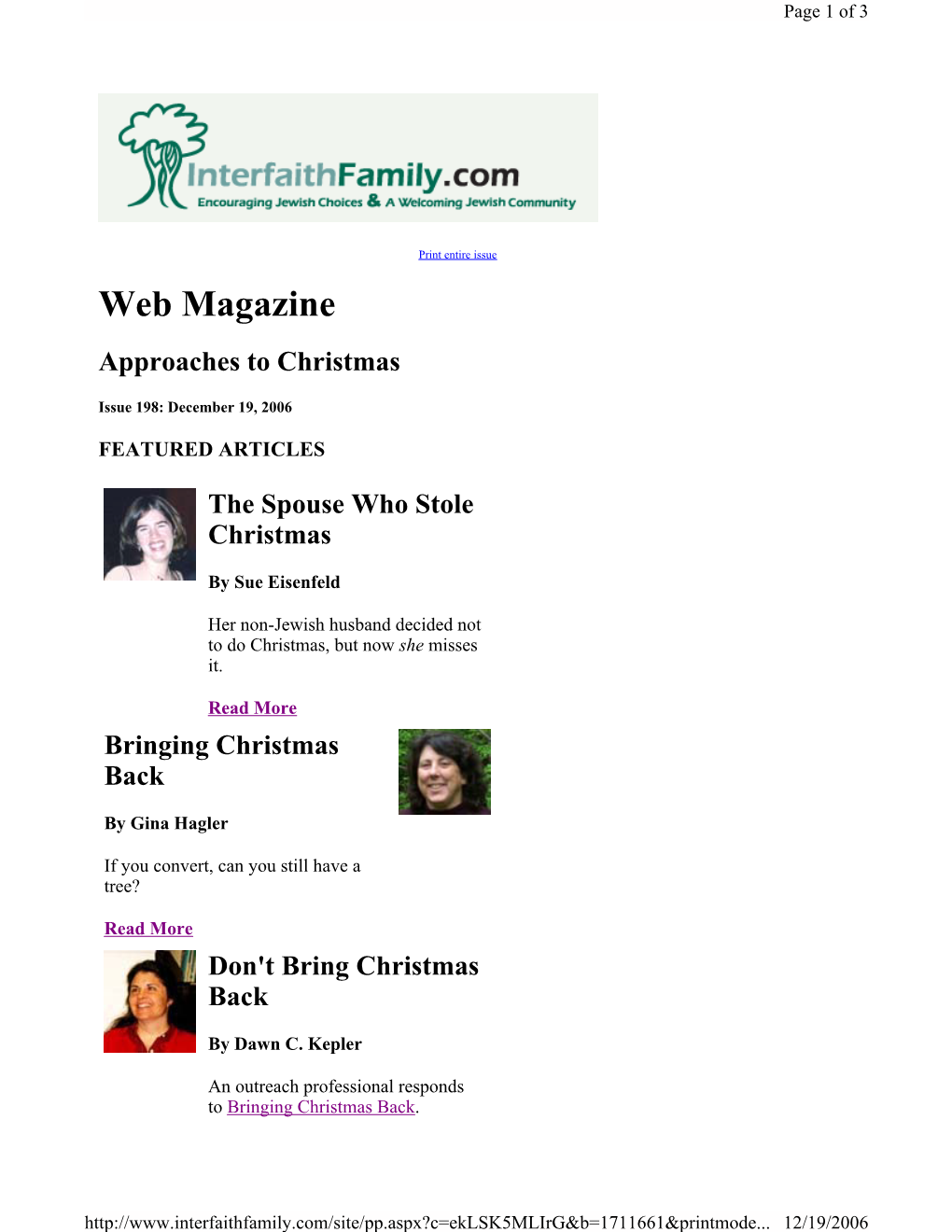 Web Magazine Approaches to Christmas