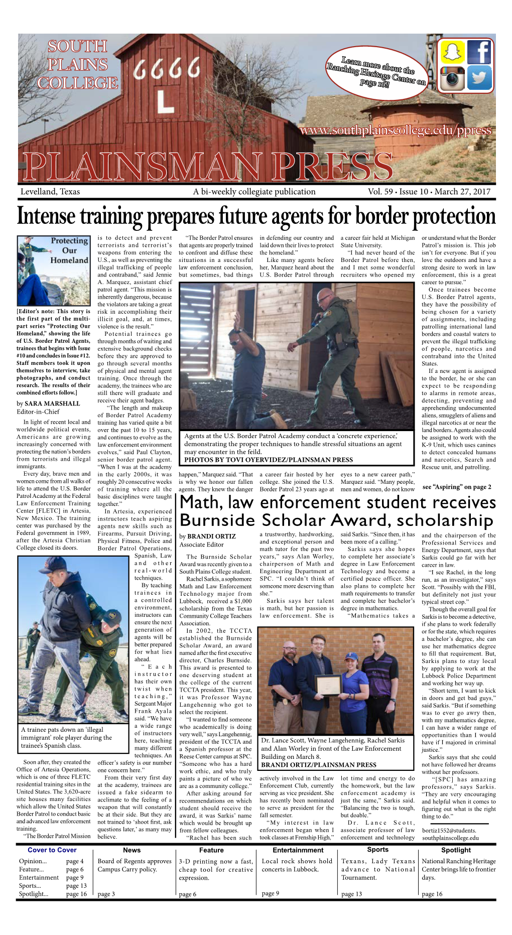 PLAINSMAN PRESS Levelland, Texas a Bi-Weekly Collegiate Publication Vol