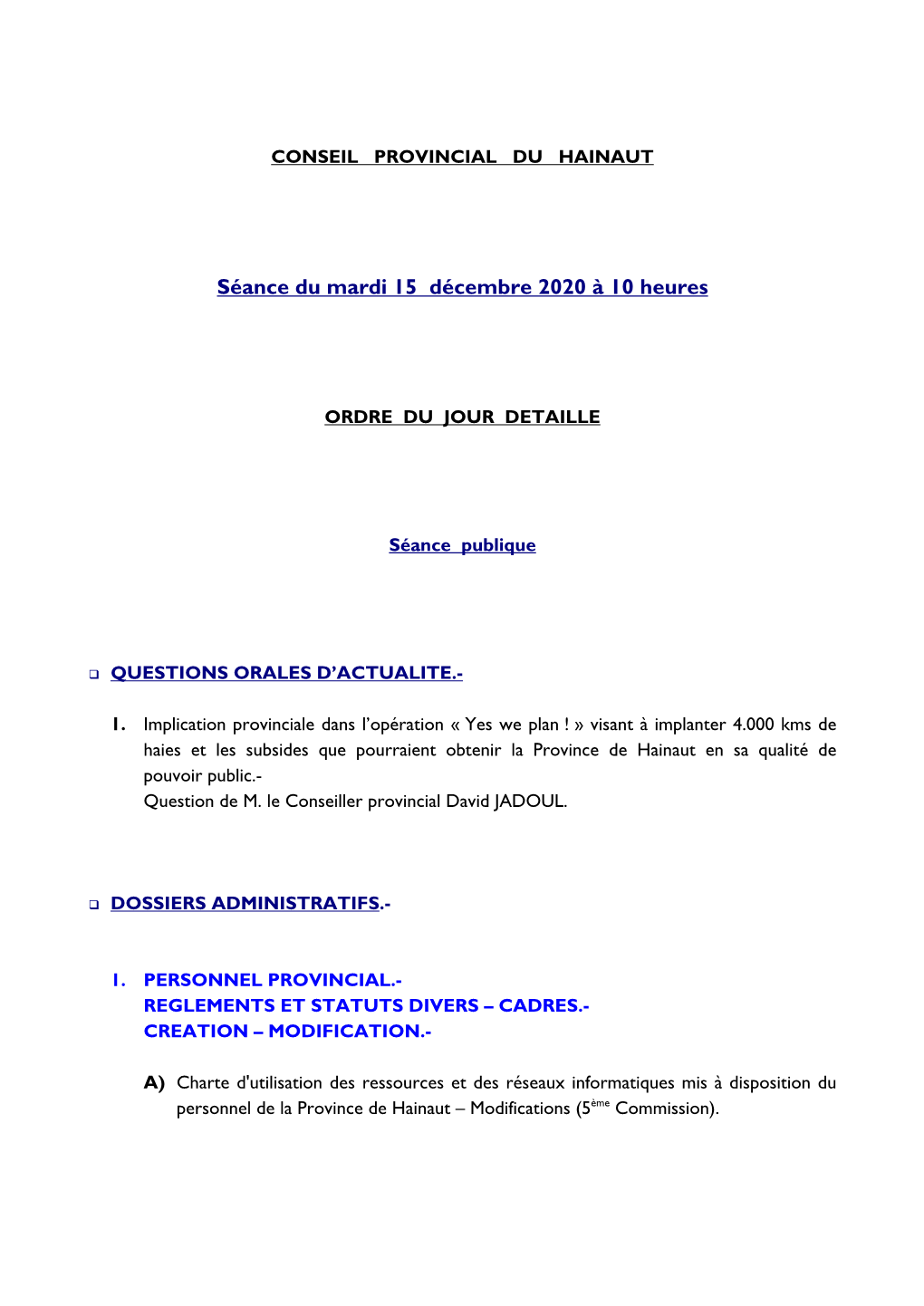 Conseil Provincial Du Hainaut