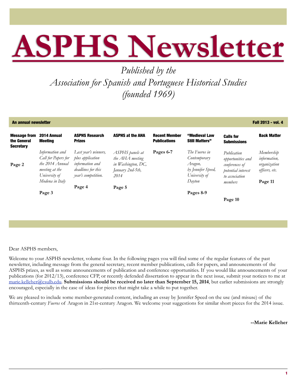 ASPHS Newsletter 4 (2013)