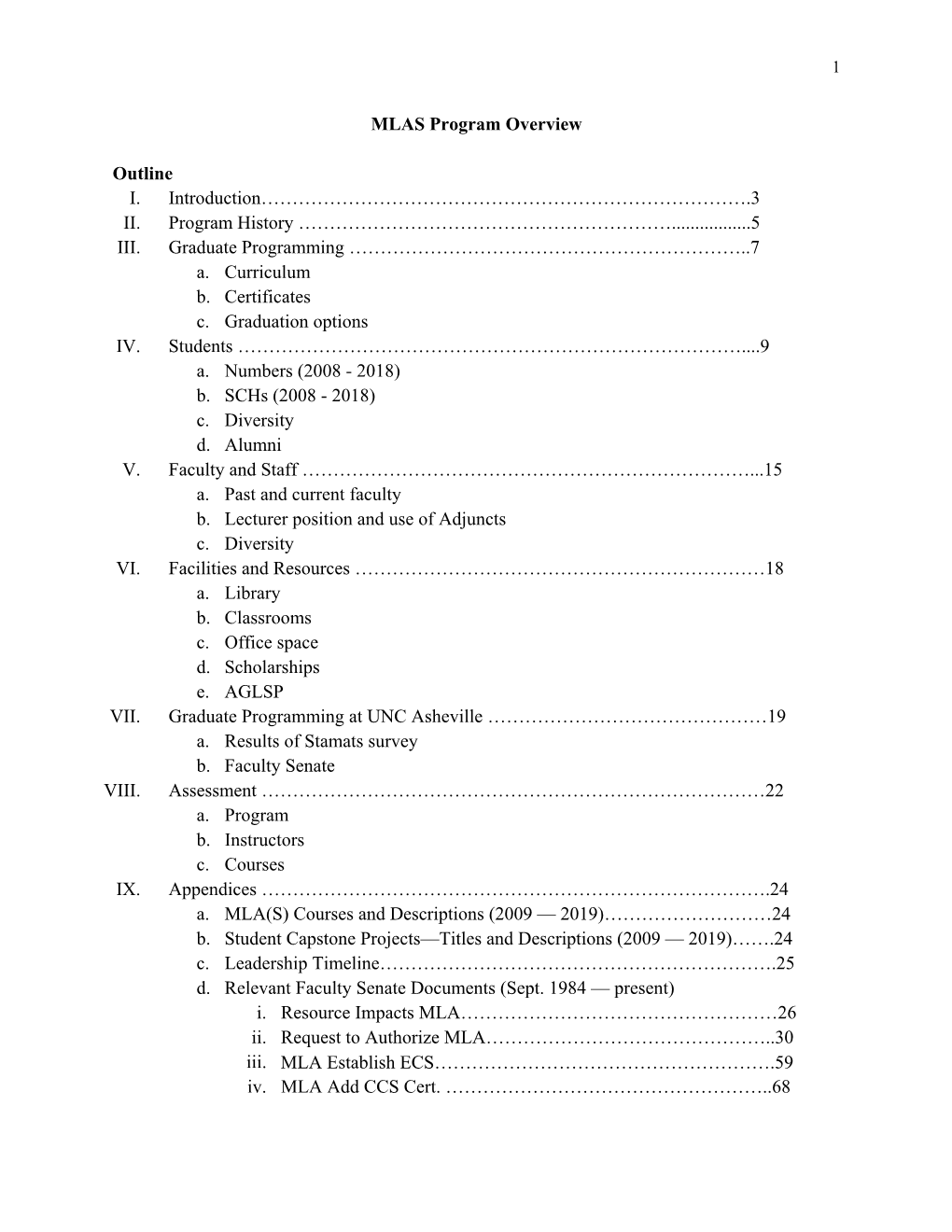 MLAS Program Overview Outline I. Introduction