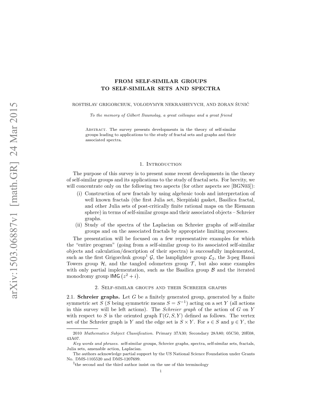 From Self-Similar Groups to Self-Similar Sets and Spectra