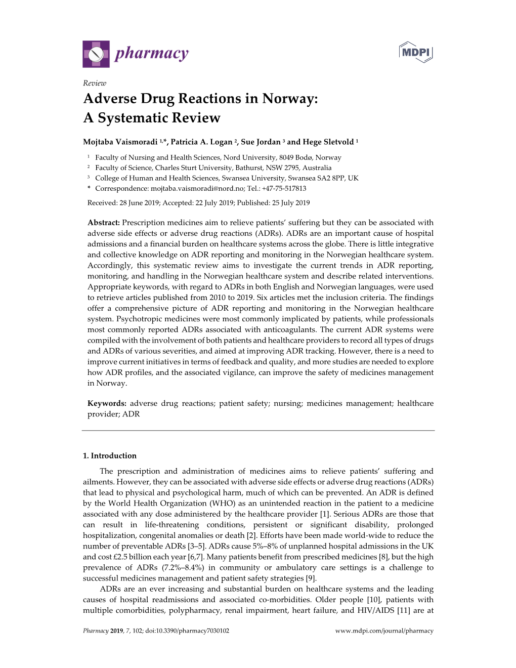 Adverse Drug Reactions in Norway: a Systematic Review