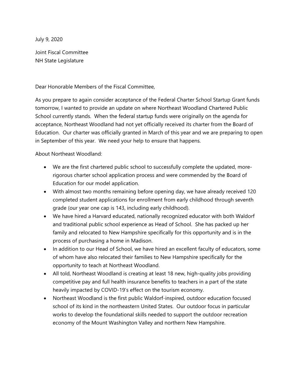 Northeastwoodland-Letter-To-Fiscal.Pdf