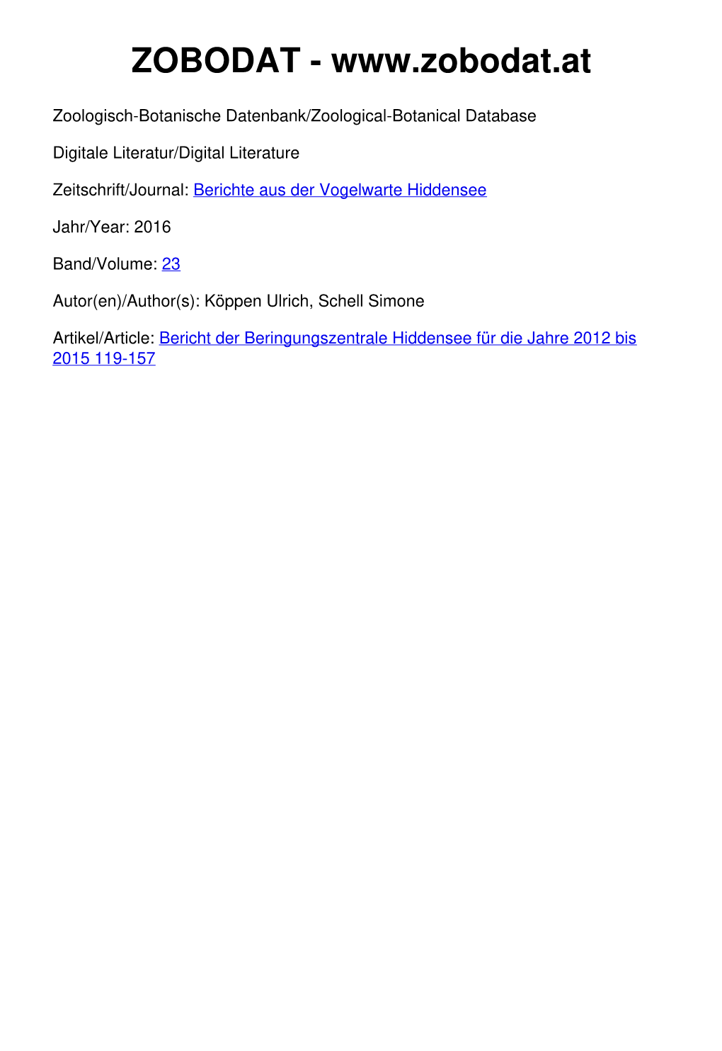 Bericht Der Beringungszentrale Hiddensee Für Die Jahre 2012 Bis 2015 119-157 Bericht Der Beringungszentrale Hiddensee Für Die Jahre 2012 Bis 2015 119