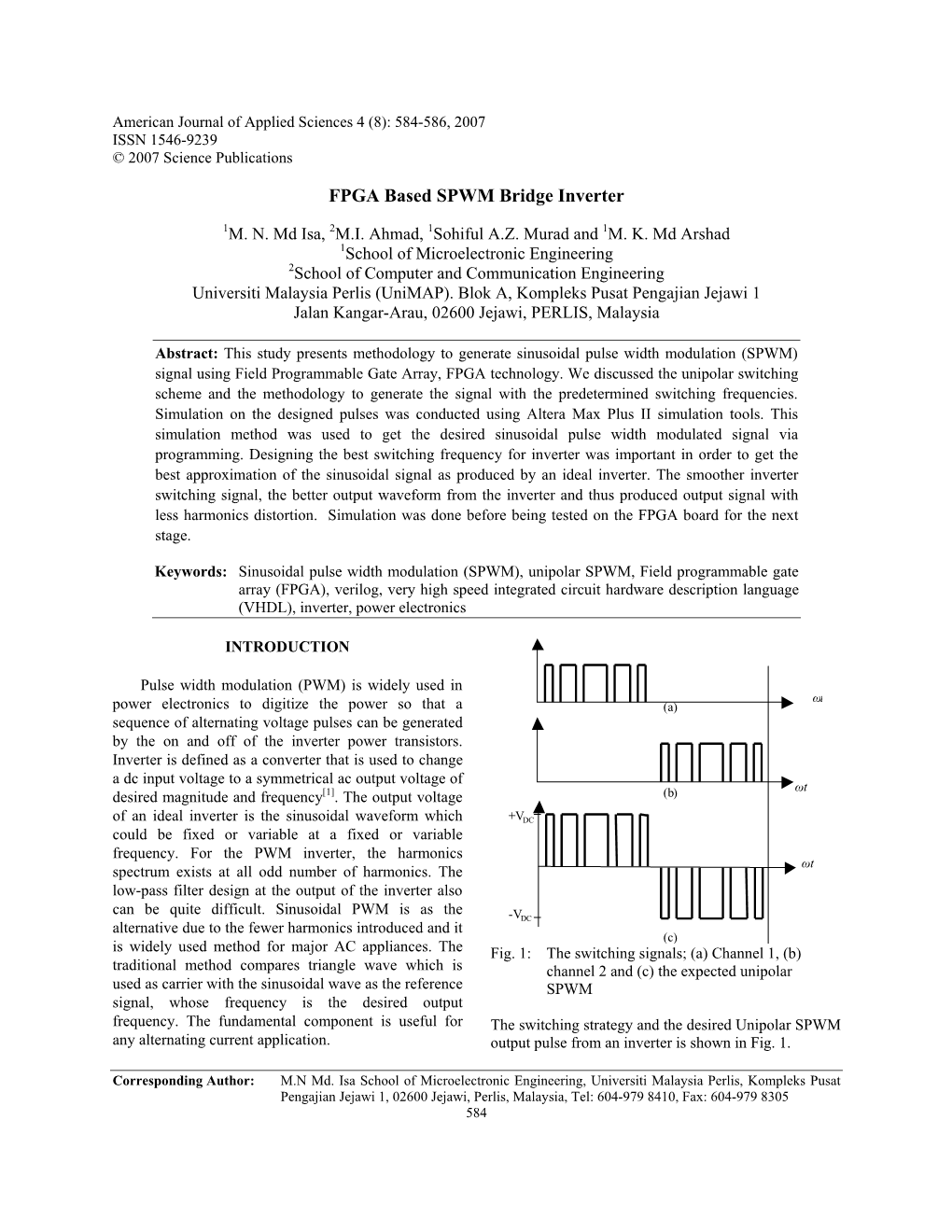 FPGA Based SPWM Bridge Inverter