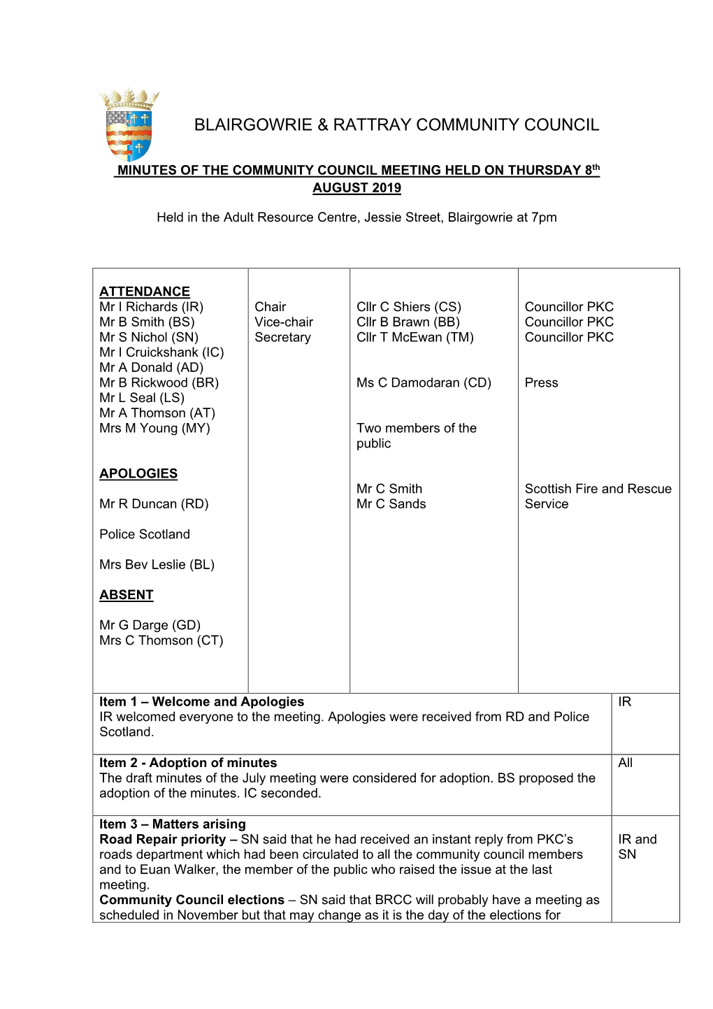 Blairgowrie & Rattray Community Council