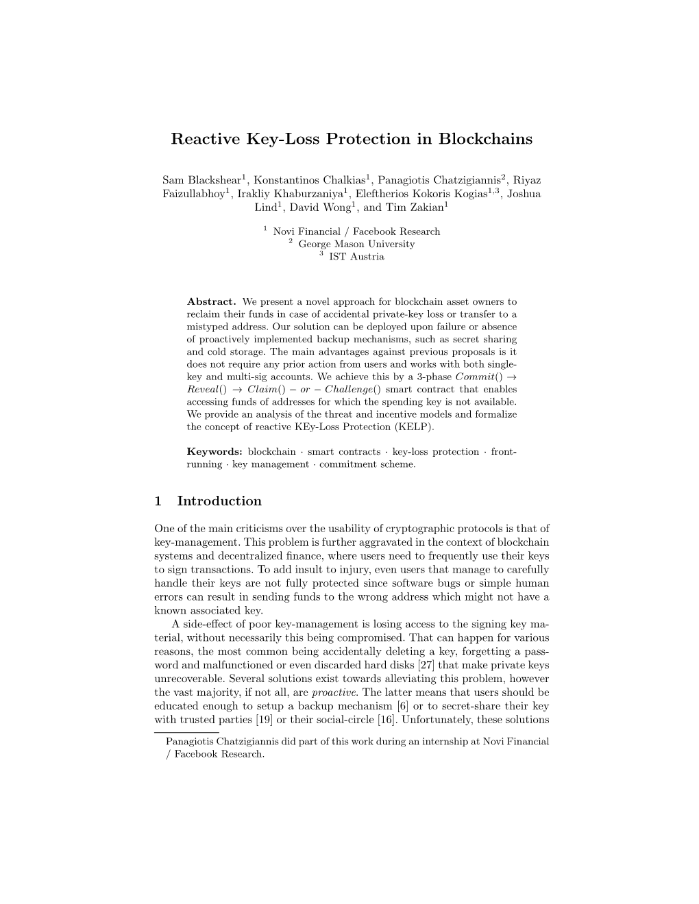 Reactive Key-Loss Protection in Blockchains