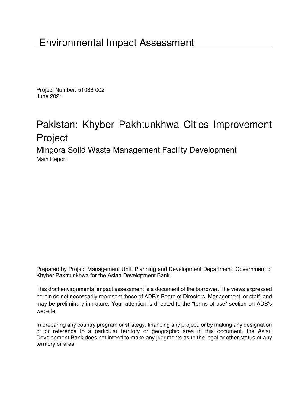 Environmental Impact Assessment Pakistan: Khyber Pakhtunkhwa