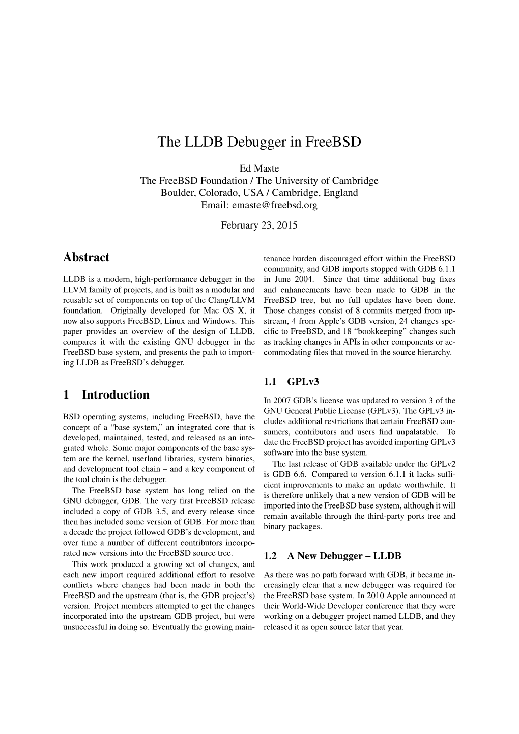 The LLDB Debugger in Freebsd