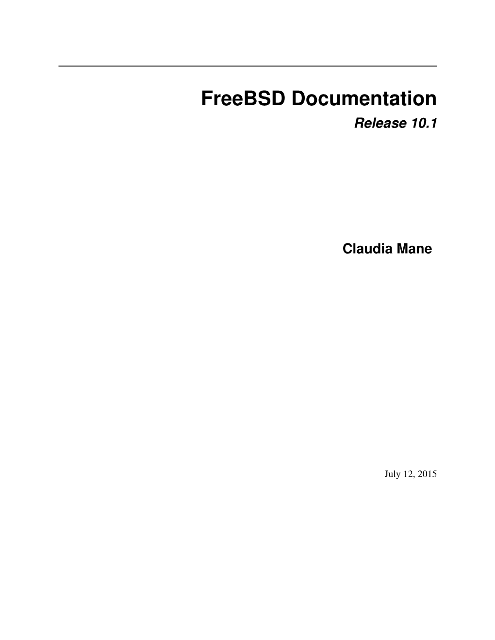 Freebsd Documentation Release 10.1