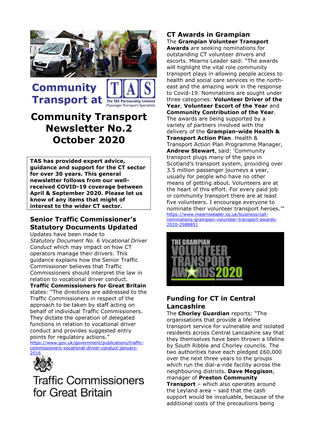 Community Transport Newsletter No.2 October 2020